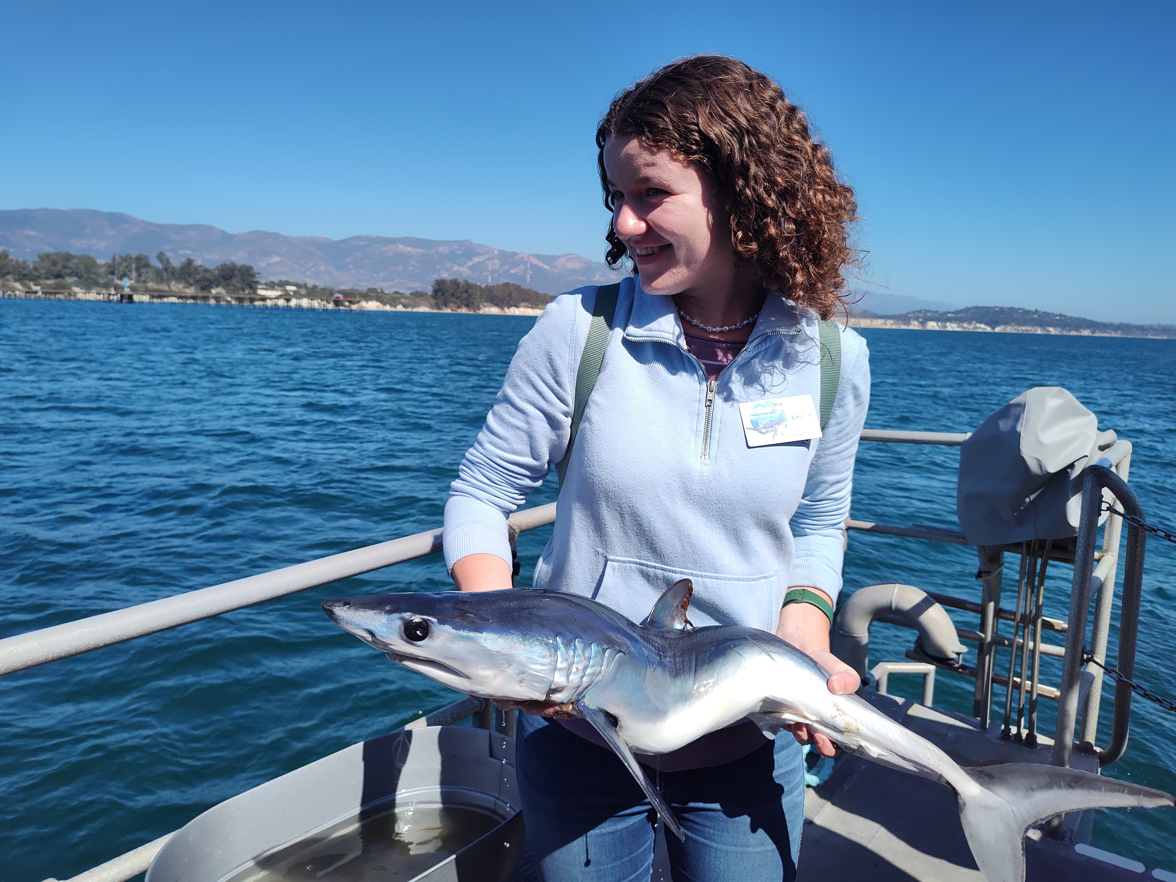 Picture of a High School Student Holding a Mako Shark