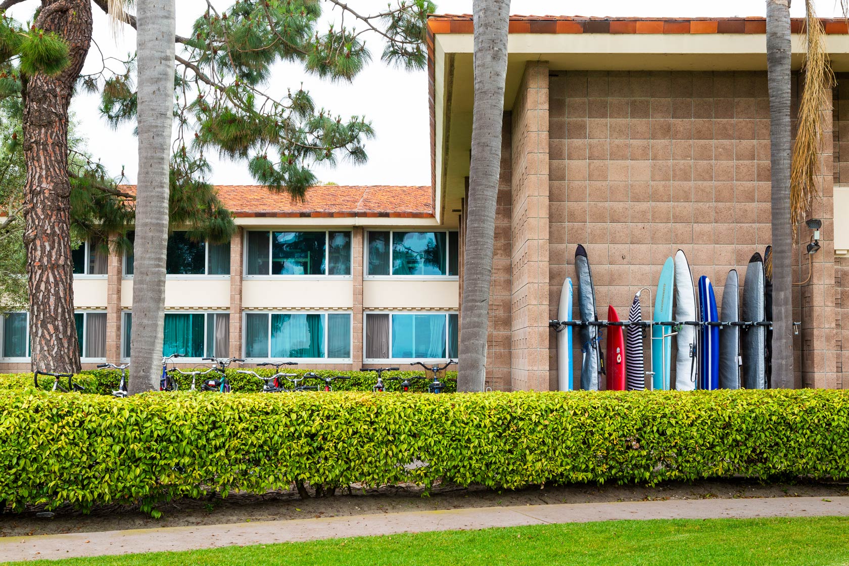 Residence hall with surfboards
