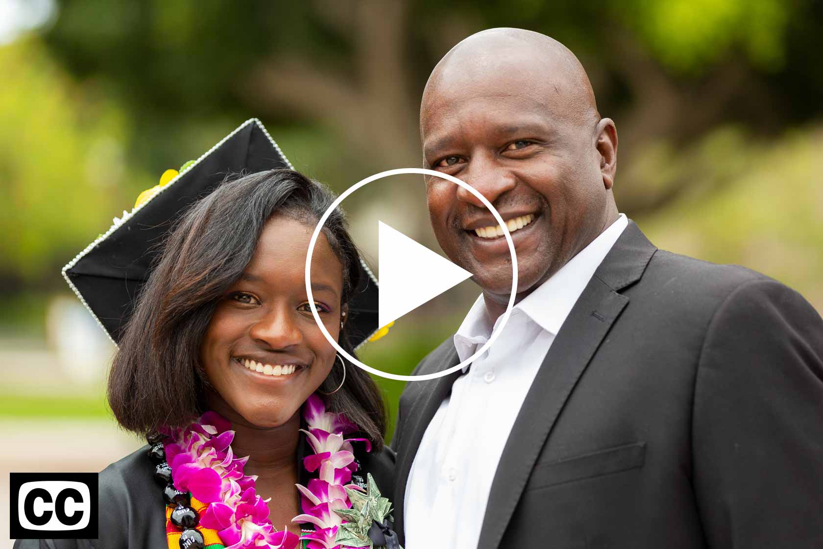 father and daughter at commencment